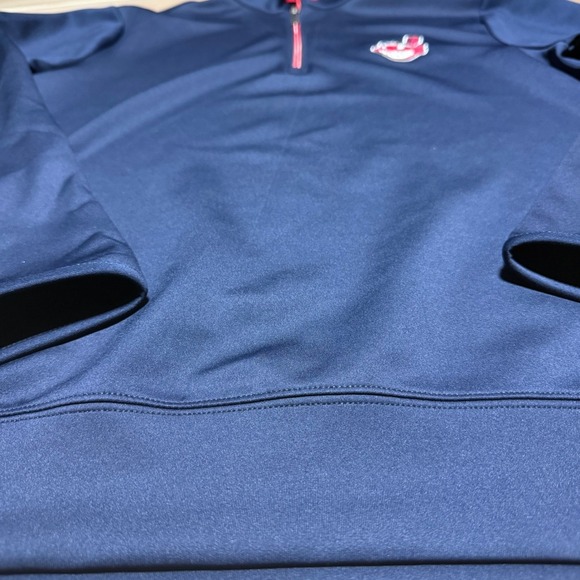 Antigua 2012 Cleveland Indians Quarter Zip  Mens Medium Navy Blue Chief Wahoo - Picture 2 of 11